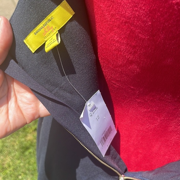 Banana Republic Milly Collection Black Dress size 12 66 Rayon, 39 Nylon, 5 Spand - Picture 6 of 9